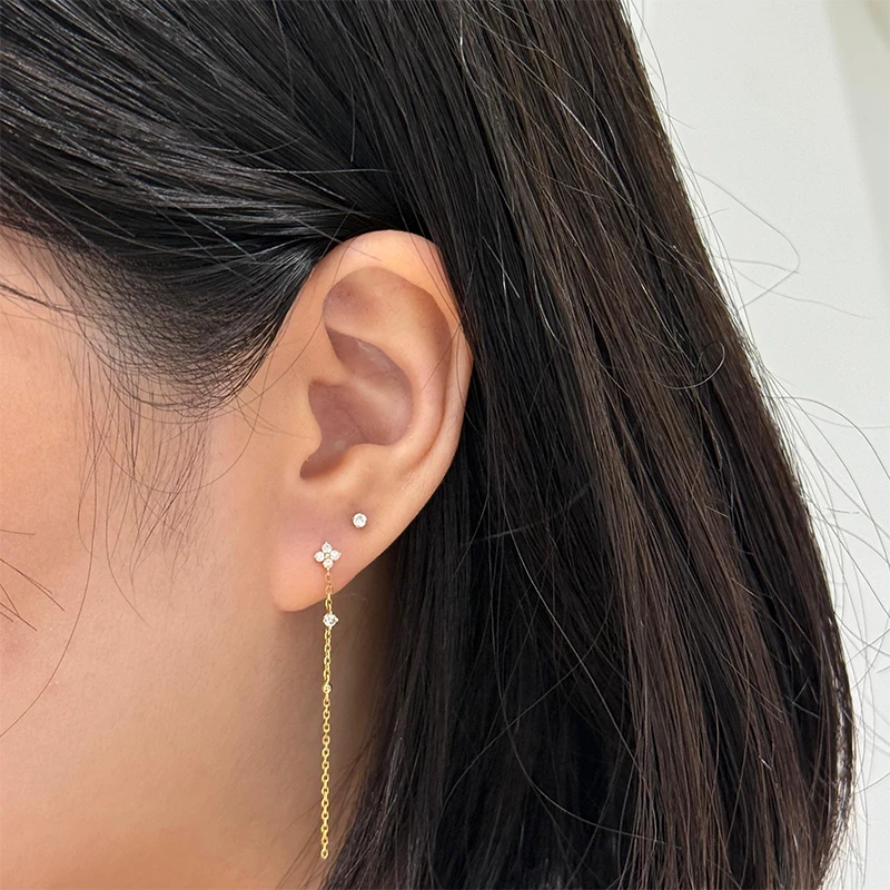Diamond chain drop earrings