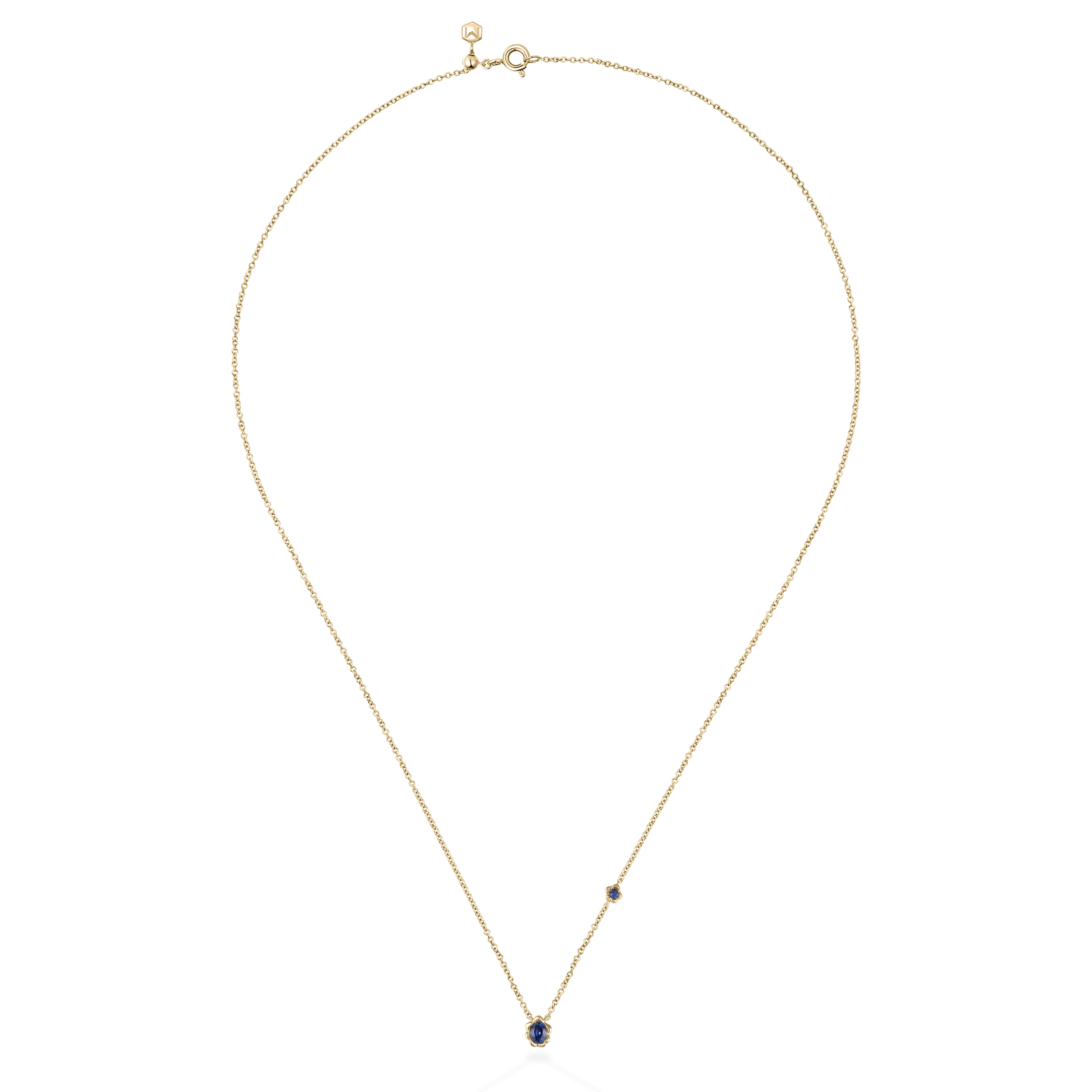 Melted gold blue sapphire necklace