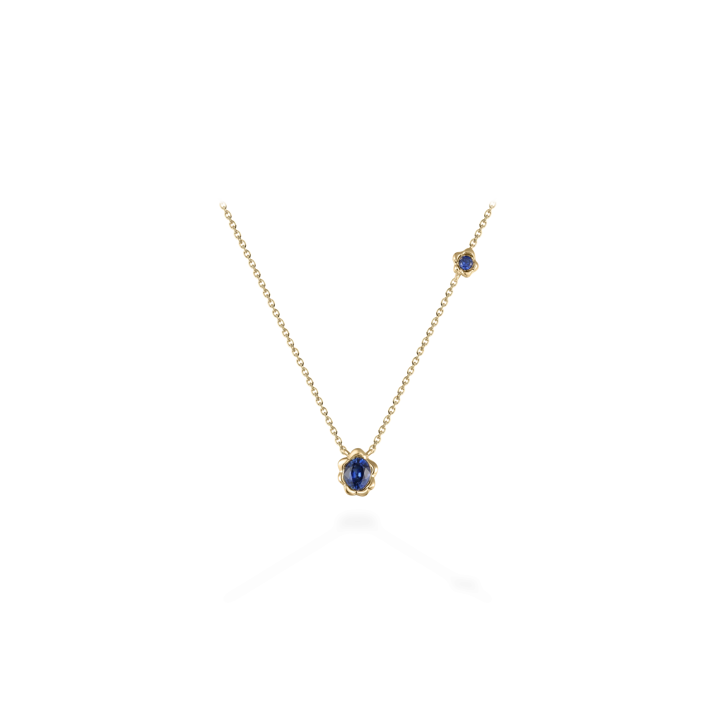 Melted gold blue sapphire necklace