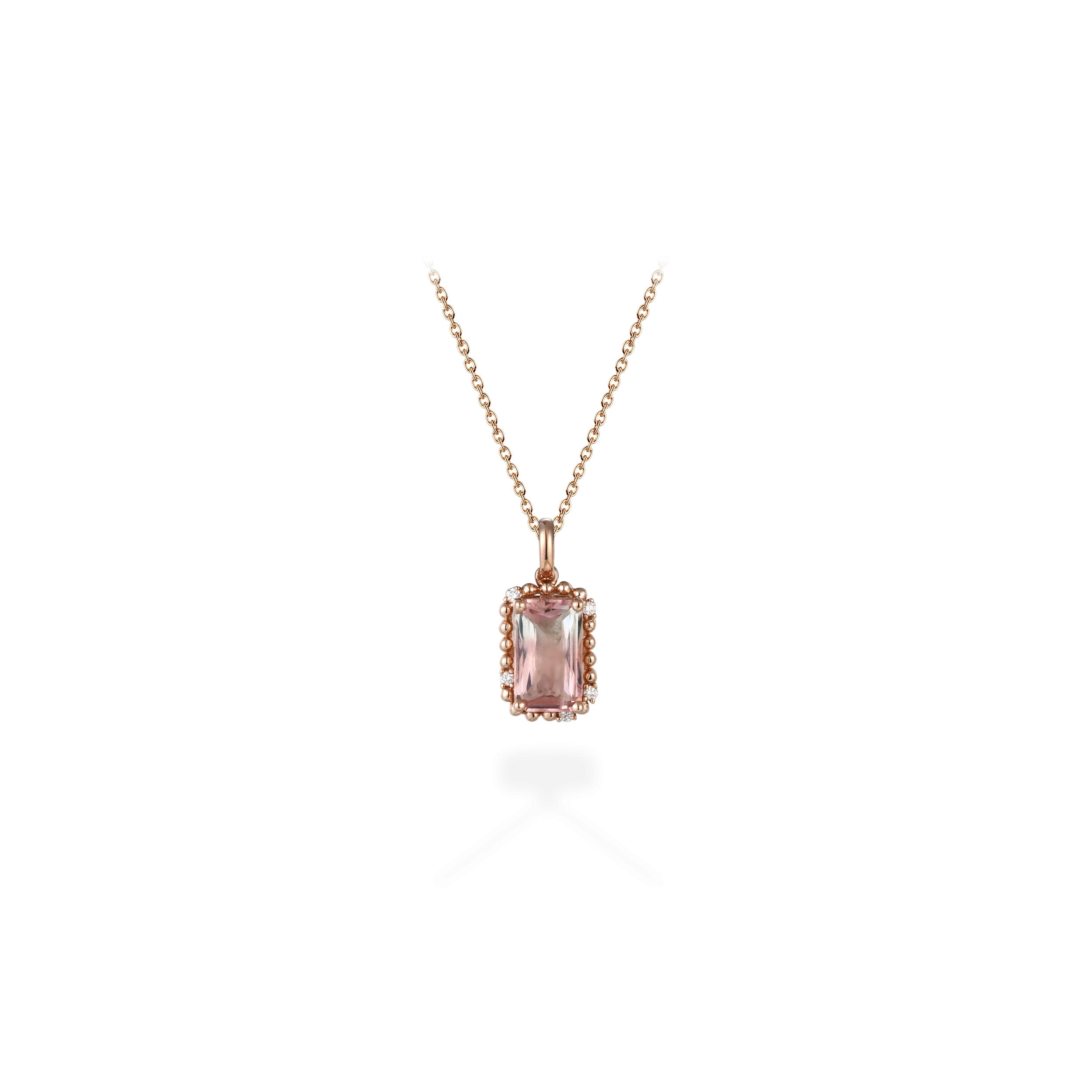 Beads halo pink tourmaline pendant