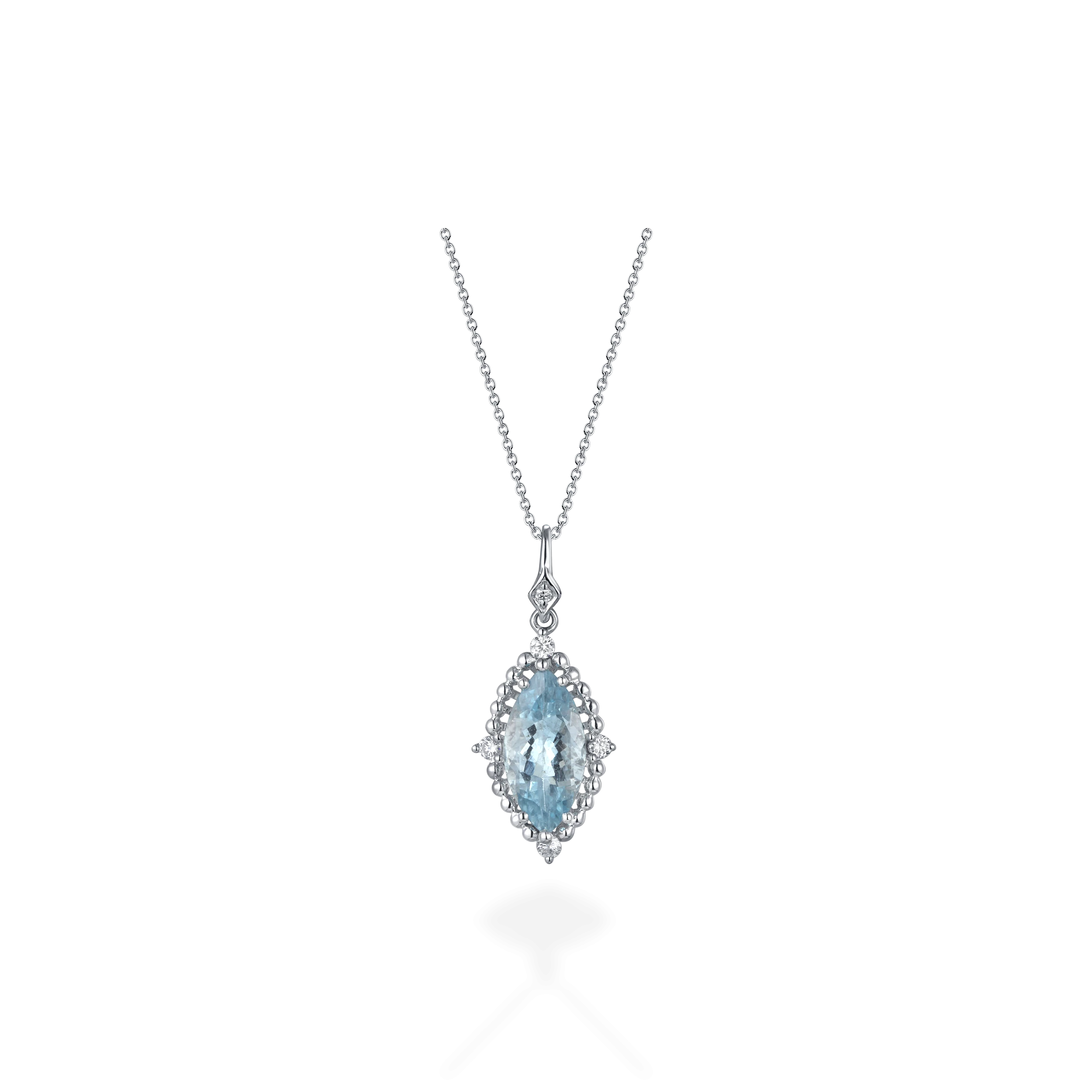 Beads halo aquamarine pendant