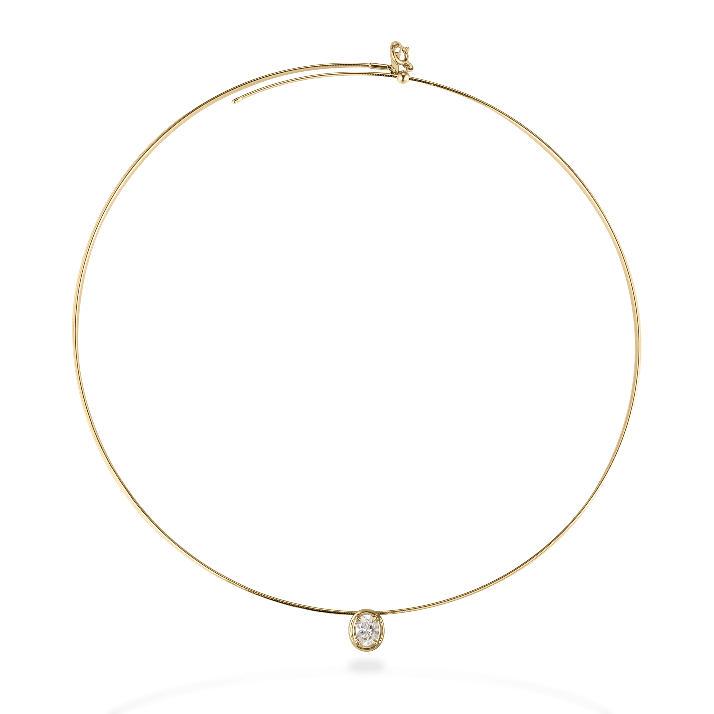 Honey bezel oval diamond pendant