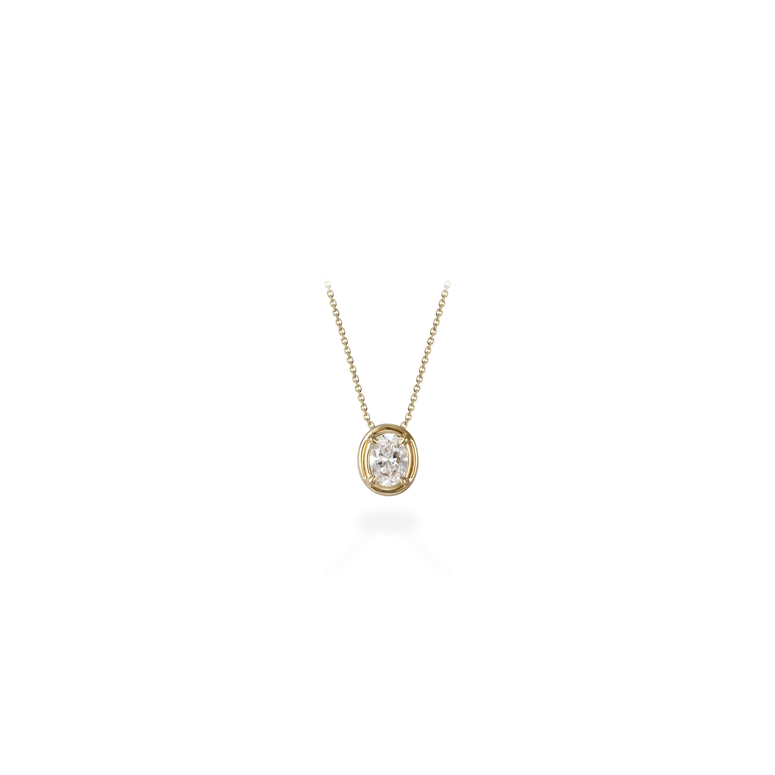 Honey bezel oval diamond pendant